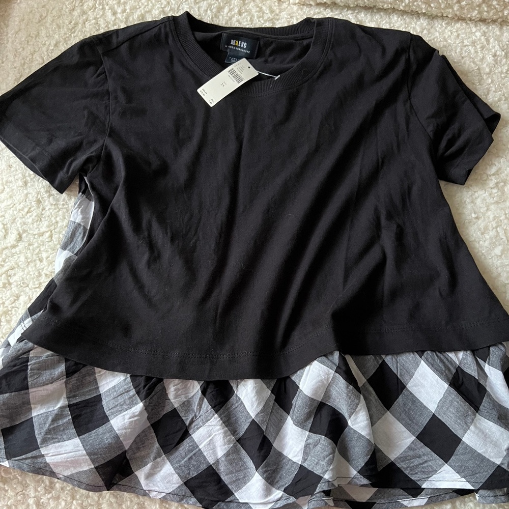 NWT - Anthropologie Maeve Gingham Peplum Top - XS